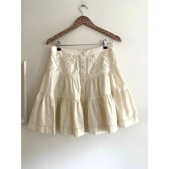 FREE PEOPLE August Natural Cream Mini Skirt Size 6 NEW - Picture 4 of 7